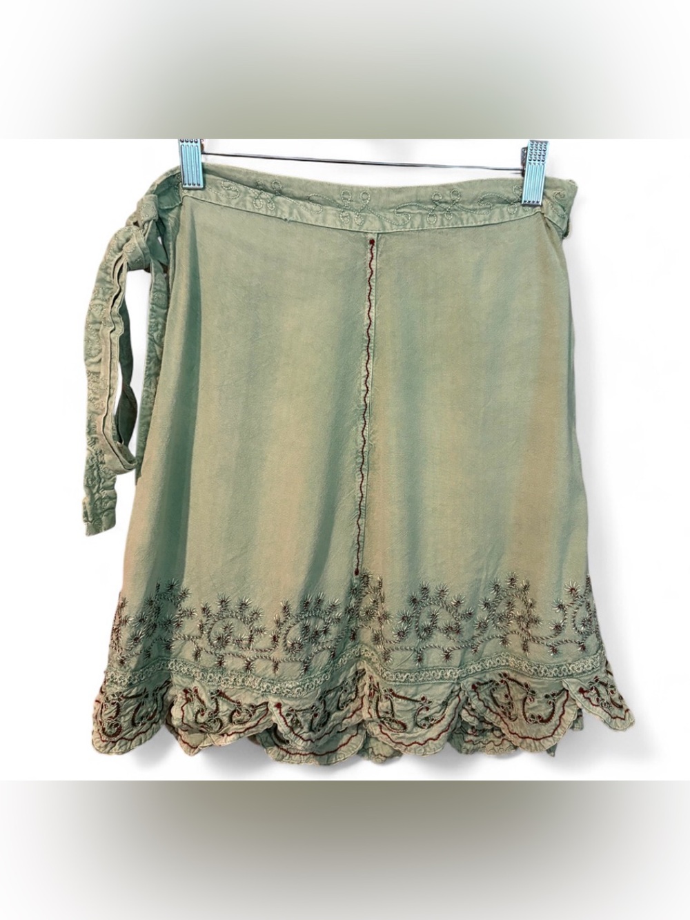 Vintage Fashion Terminal Green Embroidered Wrap Skirt Women’s “Free Size”